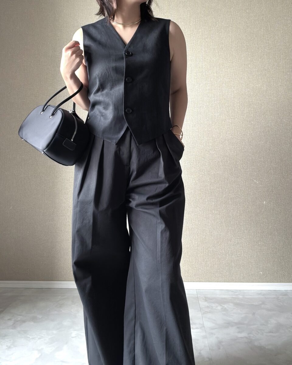 UNIQLO:C プレミアムリネンベスト　低身長アラフィフ